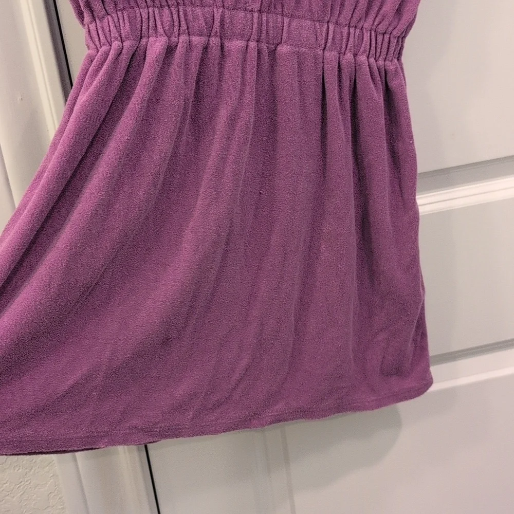 Lands' End Purple Short Sleeve Dress Terry Swim Cover Up